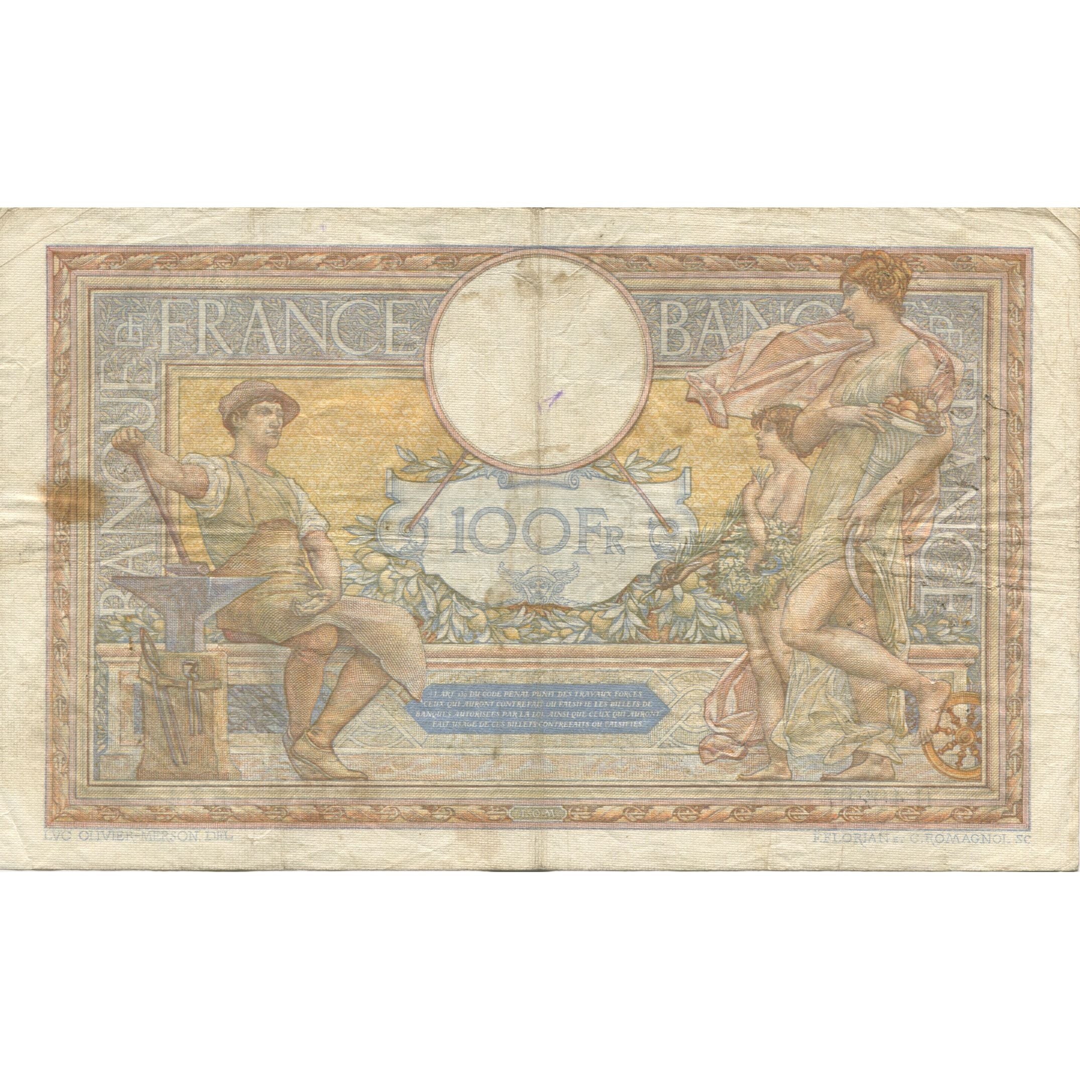 Francia, 100 Francs, Luc Olivier Merson, 1933, 1933-04-06, BC, Fayette:24.12