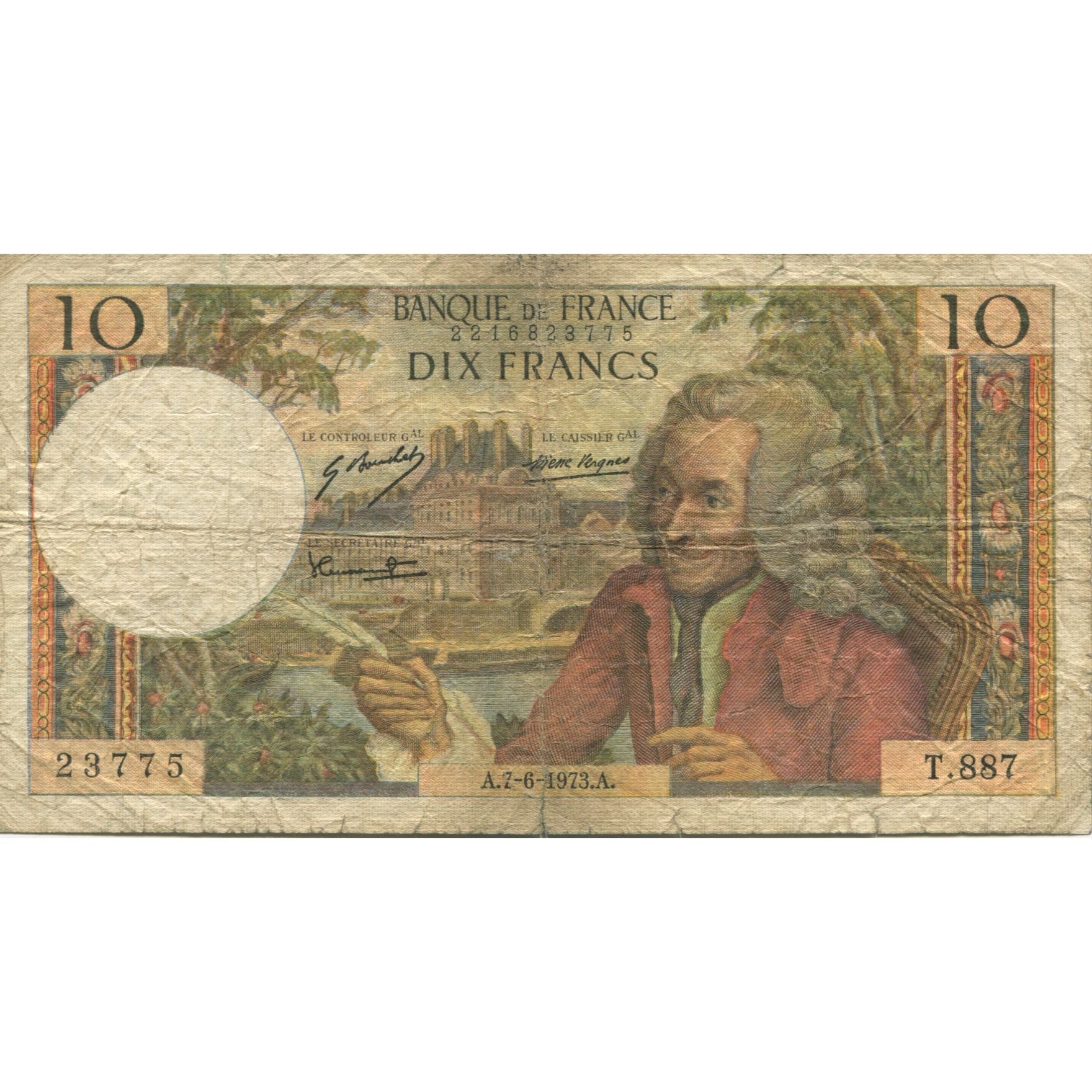 Frankreich, 10 Francs, Voltaire, 1973, 1973-06-07, S, Fayette:62.62, KM:147d