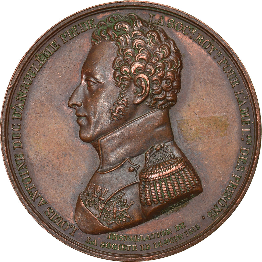 Francja, Medal, Louis XVIII et le Duc d'Angoulême, Historia, 1819, Barre
