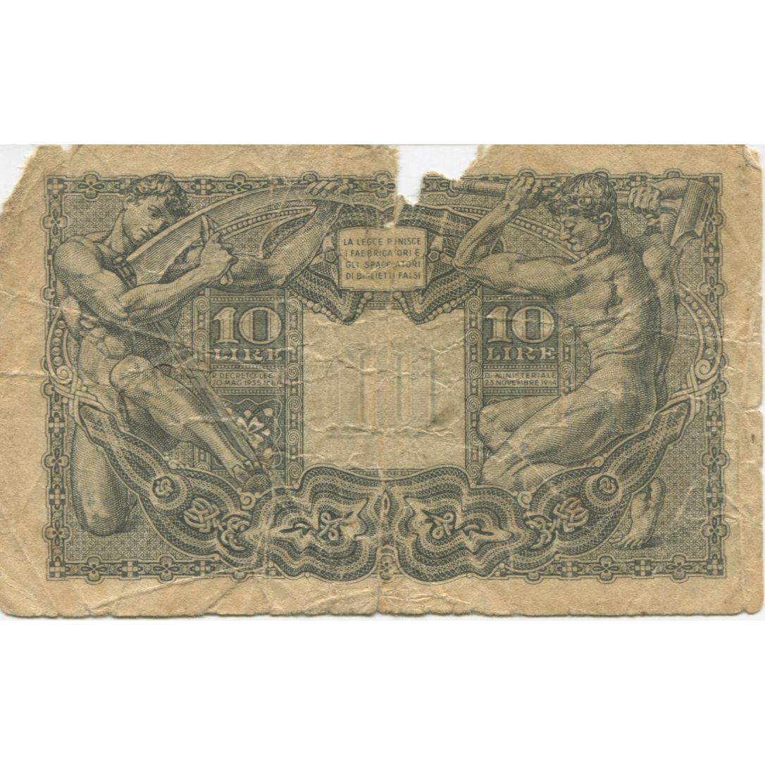 Banknote, Italy, 10 Lire, 1944, 1944-11-23, VF(20-25)
