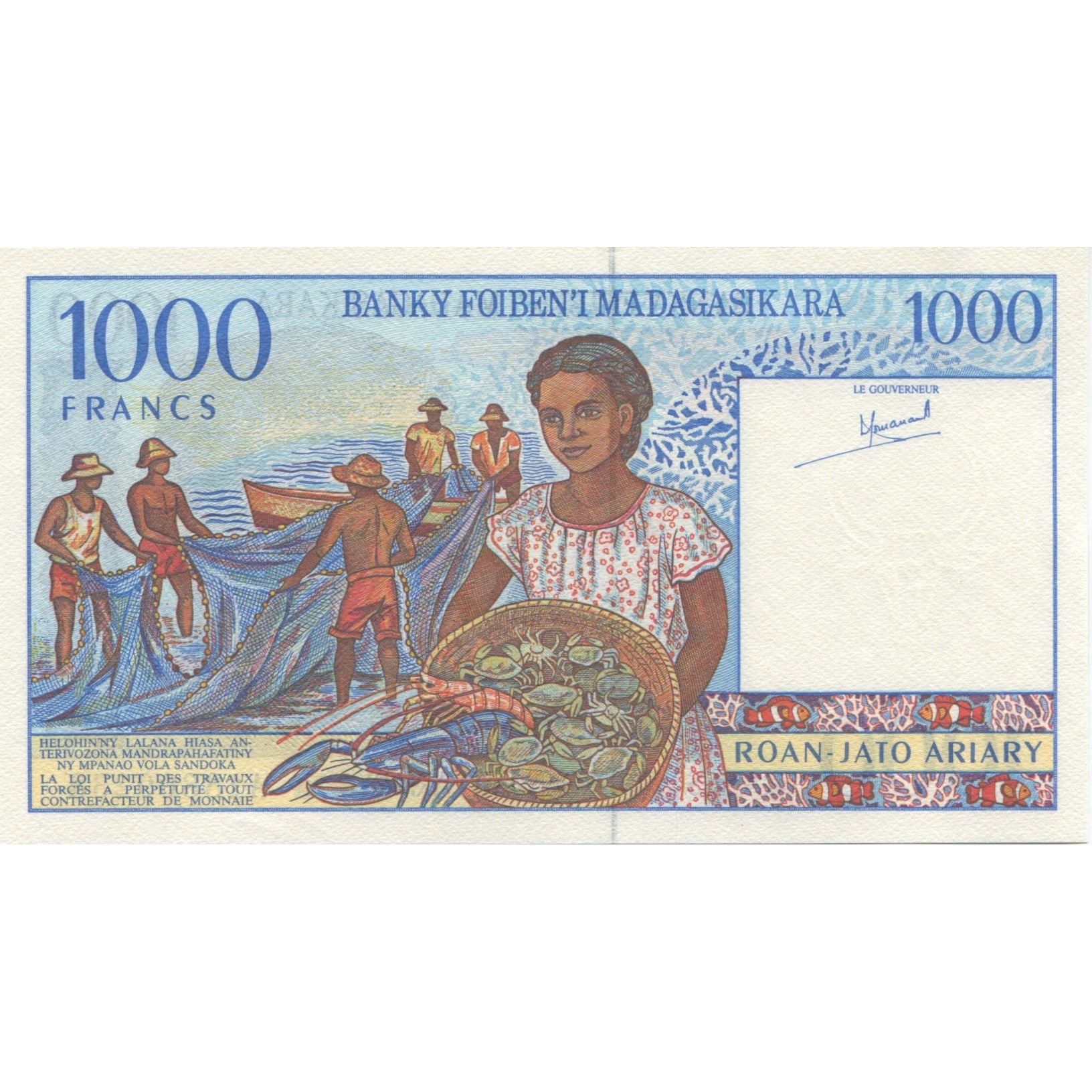 Geldschein, Madagascar, 1000 Francs = 200 Ariary, KM:76a, UNZ