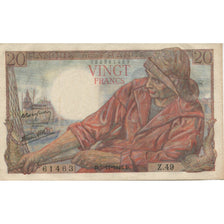 France, 20 Francs, Pêcheur, 1942, 1942-11-05, UNC(65-70), Fayette:13.4, KM:100a