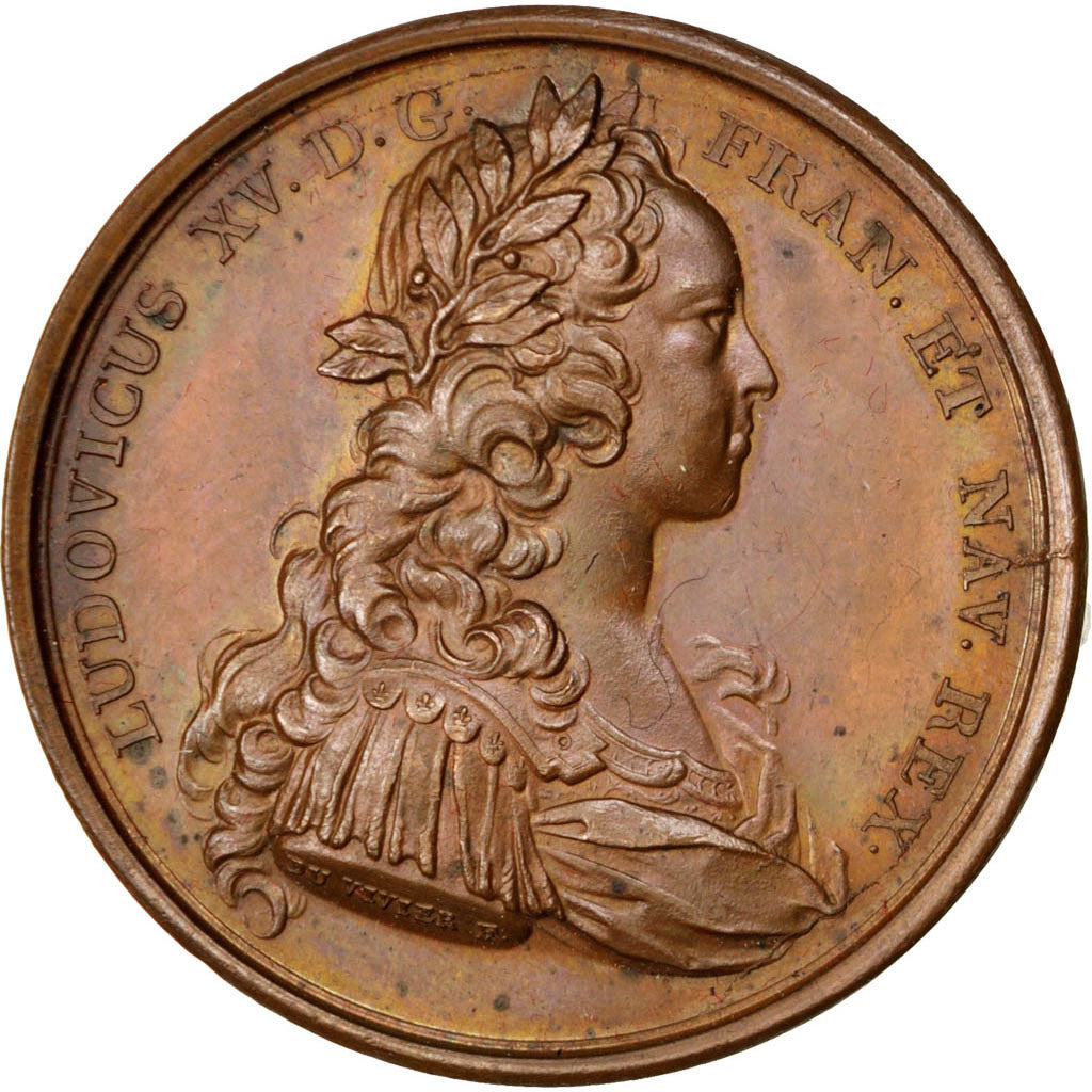 France, Medal, Louis XV, 1719, Copper, Duvivier, AU(55-58), Divo:25