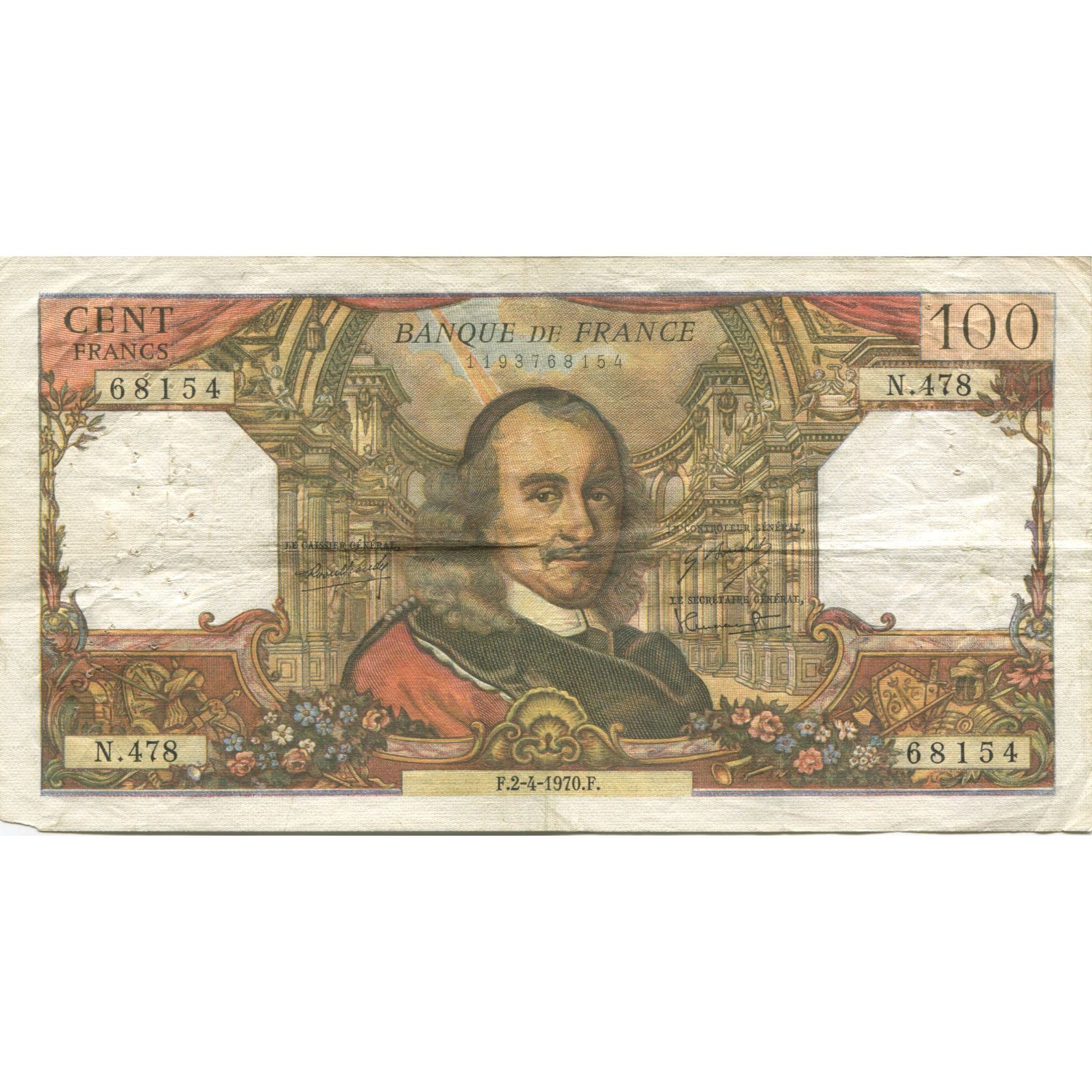 France, 100 Francs, Corneille, 1970, 1970-04-02, EF(40-45), Fayette:65.31
