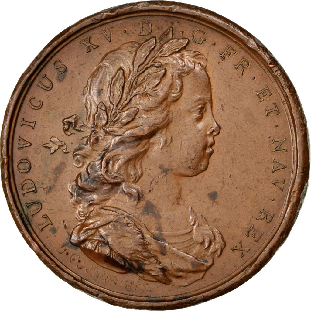 France, Médaille, Louis XV, 1719, Bronze, TTB, Divo:26.