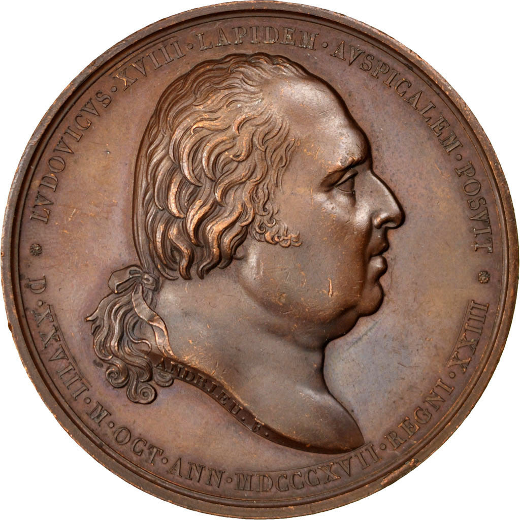 France, Médaille, Louis XVIII, 1817, Bronze, Andrieu, TTB+