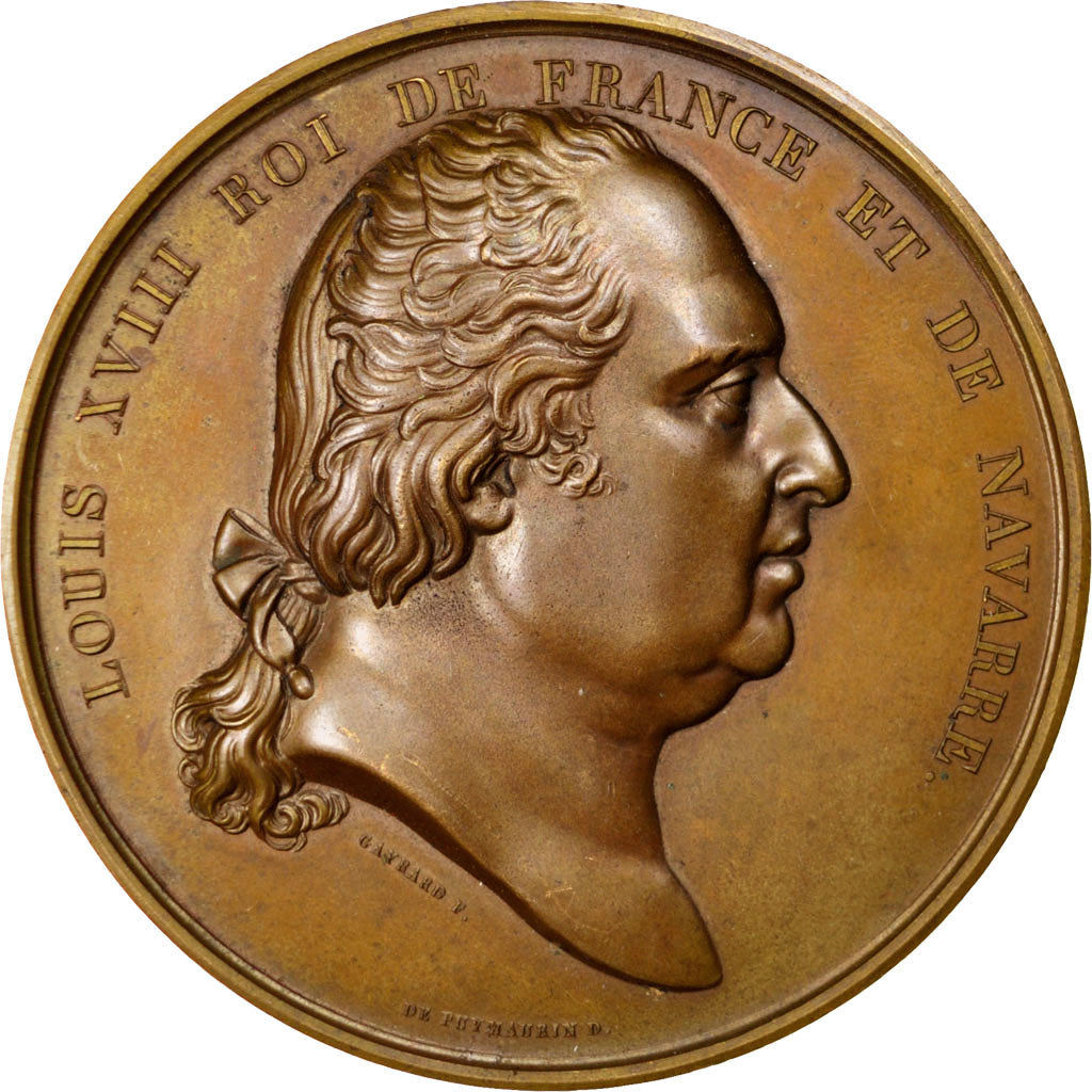 France, Medal, Louis XVIII, Copper, Andrieu, AU(55-58)