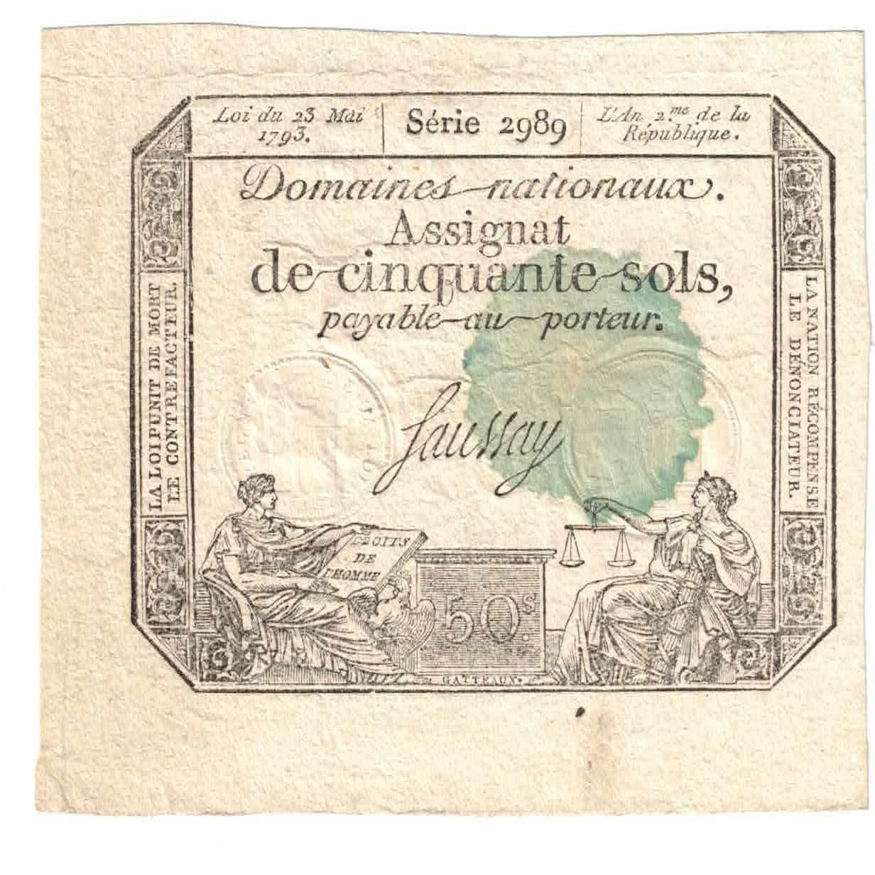 France, 50 Sols, 1793, SERIE 2989, EF(40-45), KM:A70a