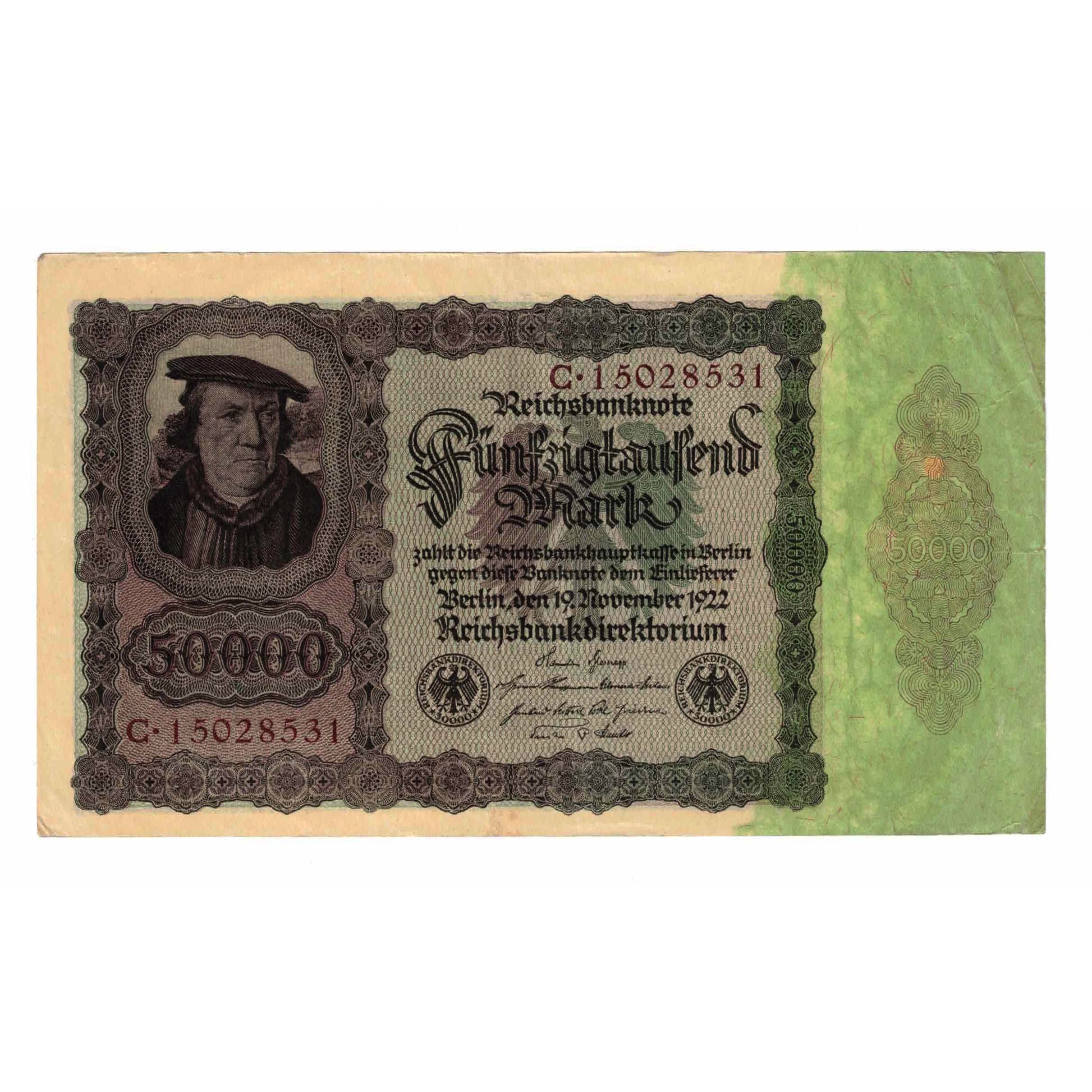 Banknot, Niemcy, 50,000 Mark, 1922, 1922-11-19, KM:79, AU(55-58)