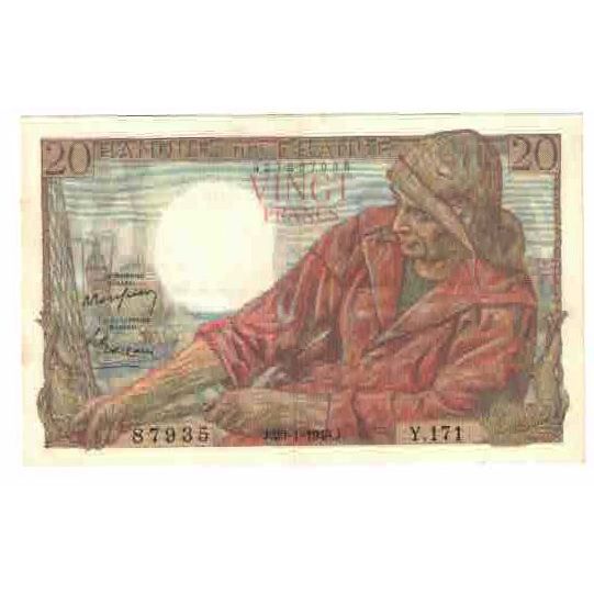 Frankreich, 20 Francs, Pêcheur, 1948, Y.171, VZ, Fayette:13.12, KM:100c