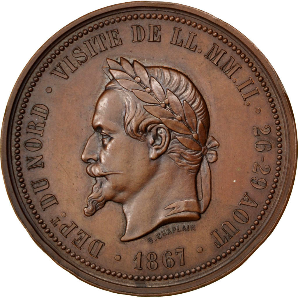 France, Medal, Second French Empire, 1867, Copper, Borrel, AU(55-58)