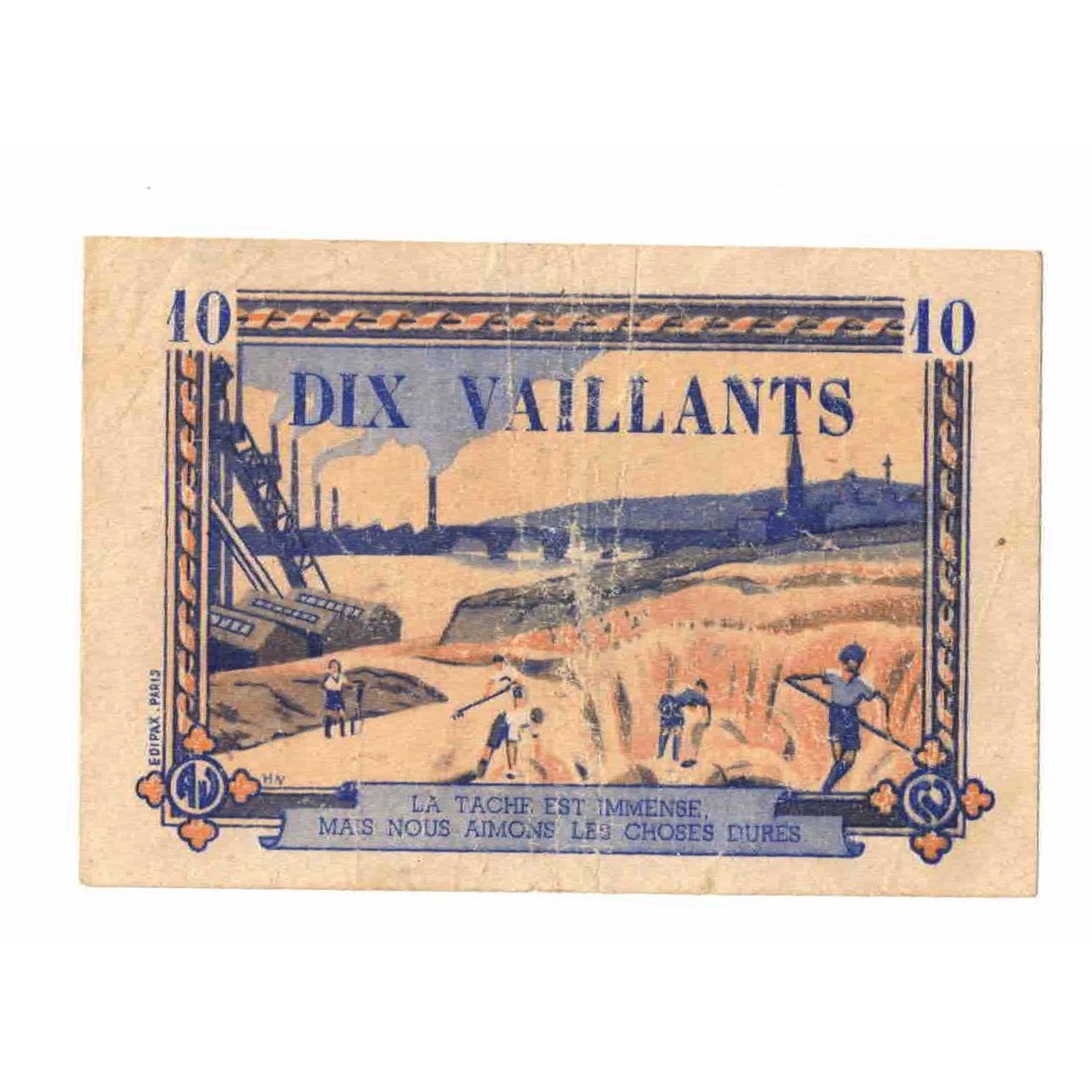France, Tourist Banknote, 10 VAILLANTS, VF(20-25)
