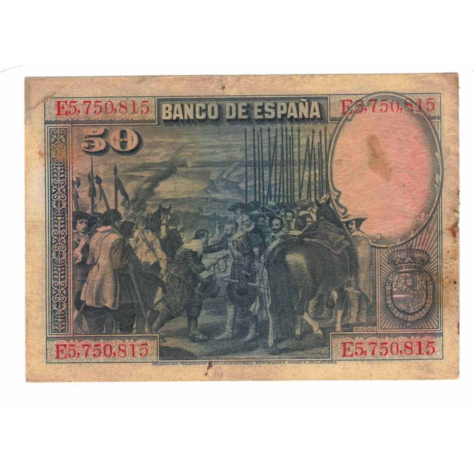 Banconote, Spagna, 50 Pesetas, 1928, 1928-08-15, KM:75b, BB