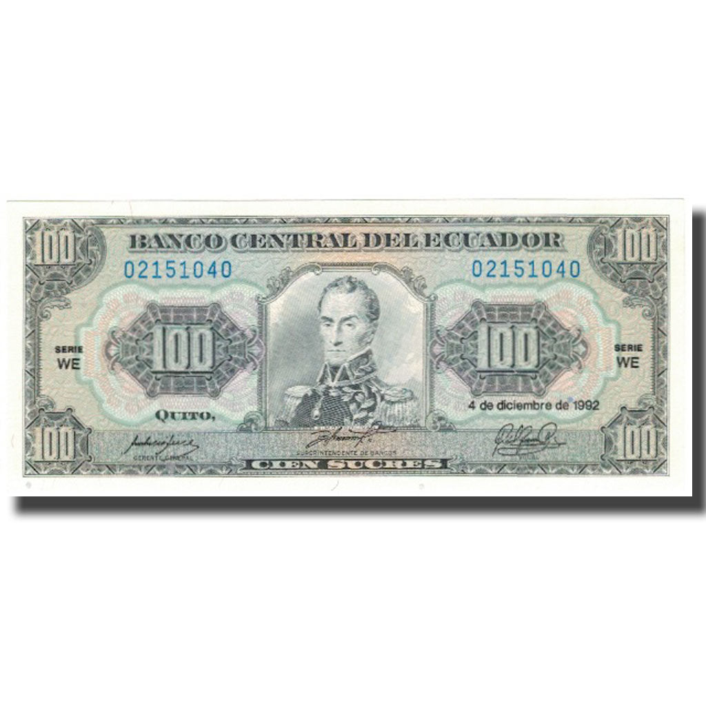 Banknot, Ekwador, 100 Sucres, 1992-12-04, KM:123Ab, UNC(65-70)
