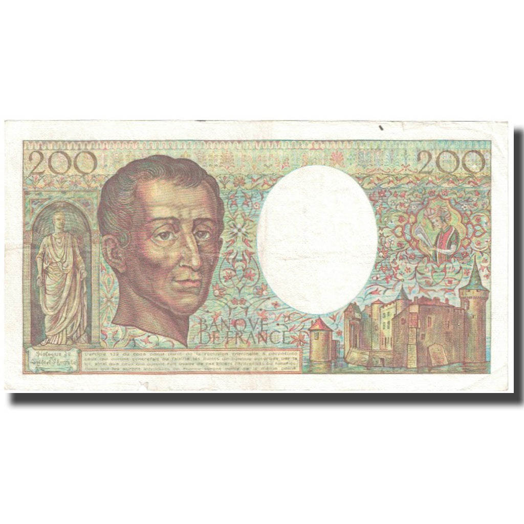 France, 200 Francs, Montesquieu, 1986, TB, Fayette:70.6, KM:155a