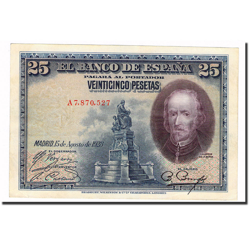 Banknote, Spain, 25 Pesetas, 1928, 1928-08-15, KM:74b, AU(55-58)