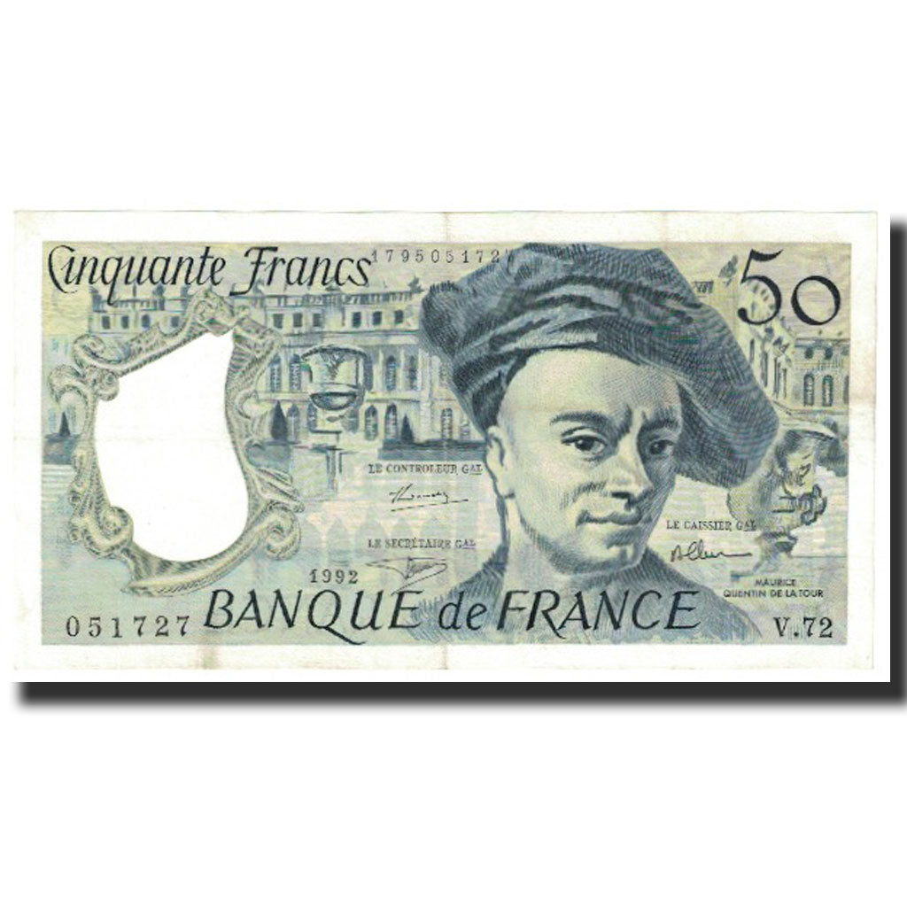 France, 50 Francs, Quentin de La Tour, 1992, 1992, AU(55-58), Fayette:67.18
