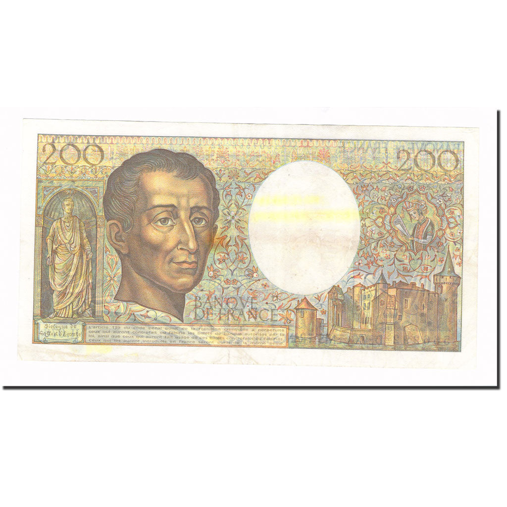 Francia, 200 Francs, Montesquieu, 1989, 1989, BB, Fayette:70.9, KM:155c
