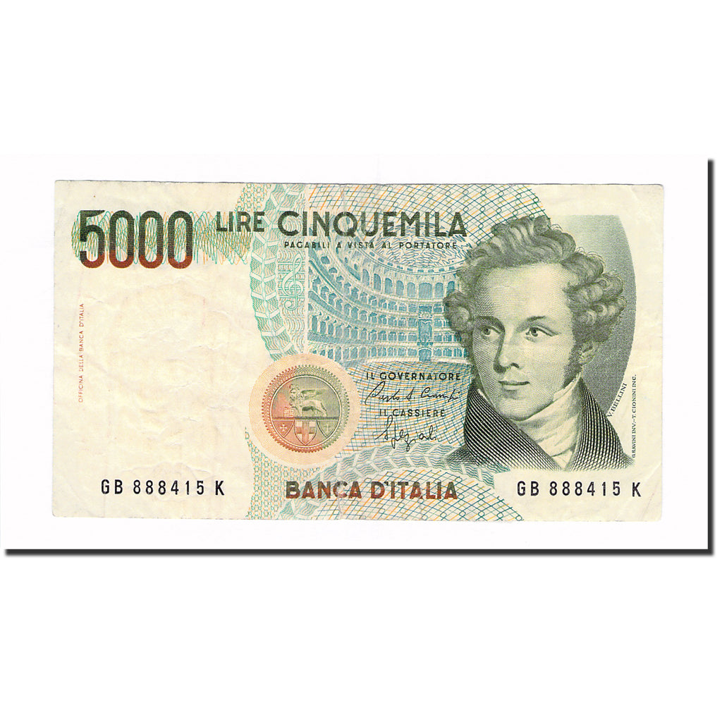 Nota, Itália, 5000 Lire, 1985, 1985-01-04, KM:111b, EF(40-45)