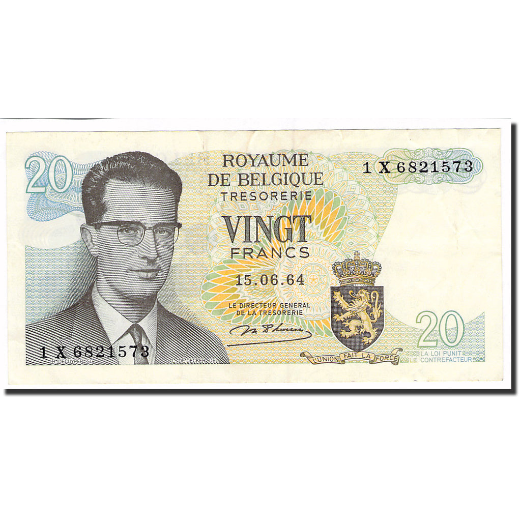 Banknote, Belgium, 20 Francs, 1964, 1964-06-15, KM:138, AU(55-58)