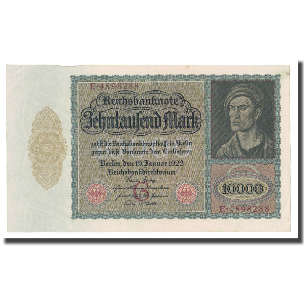 Banknote, Germany, 10,000 Mark, 1922, 1922-01-19, KM:70, AU(55-58)
