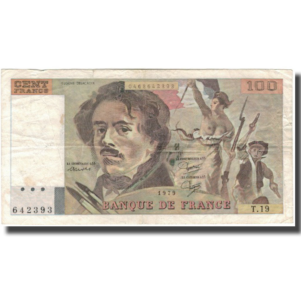 Francia, 100 Francs, Delacroix, 1979, BB, Fayette:69.3, KM:154b