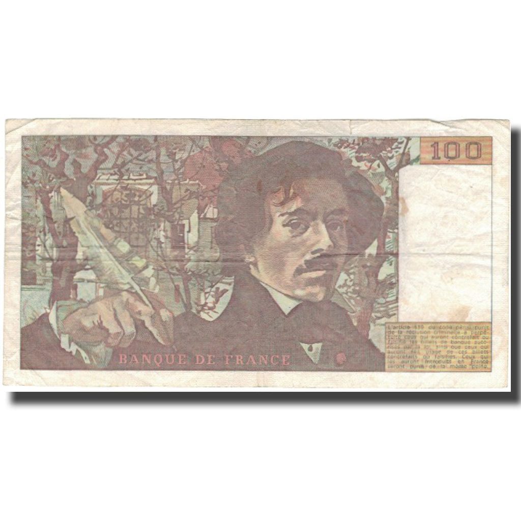 Francia, 100 Francs, Delacroix, 1979, BB, Fayette:69.3, KM:154b