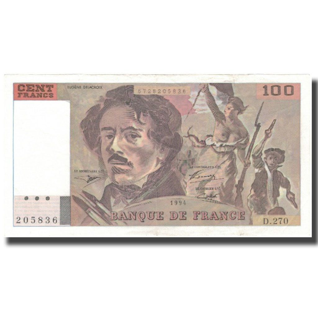 Francia, 100 Francs, Delacroix, 1994, EBC, Fayette:69ter.01b, KM:154h