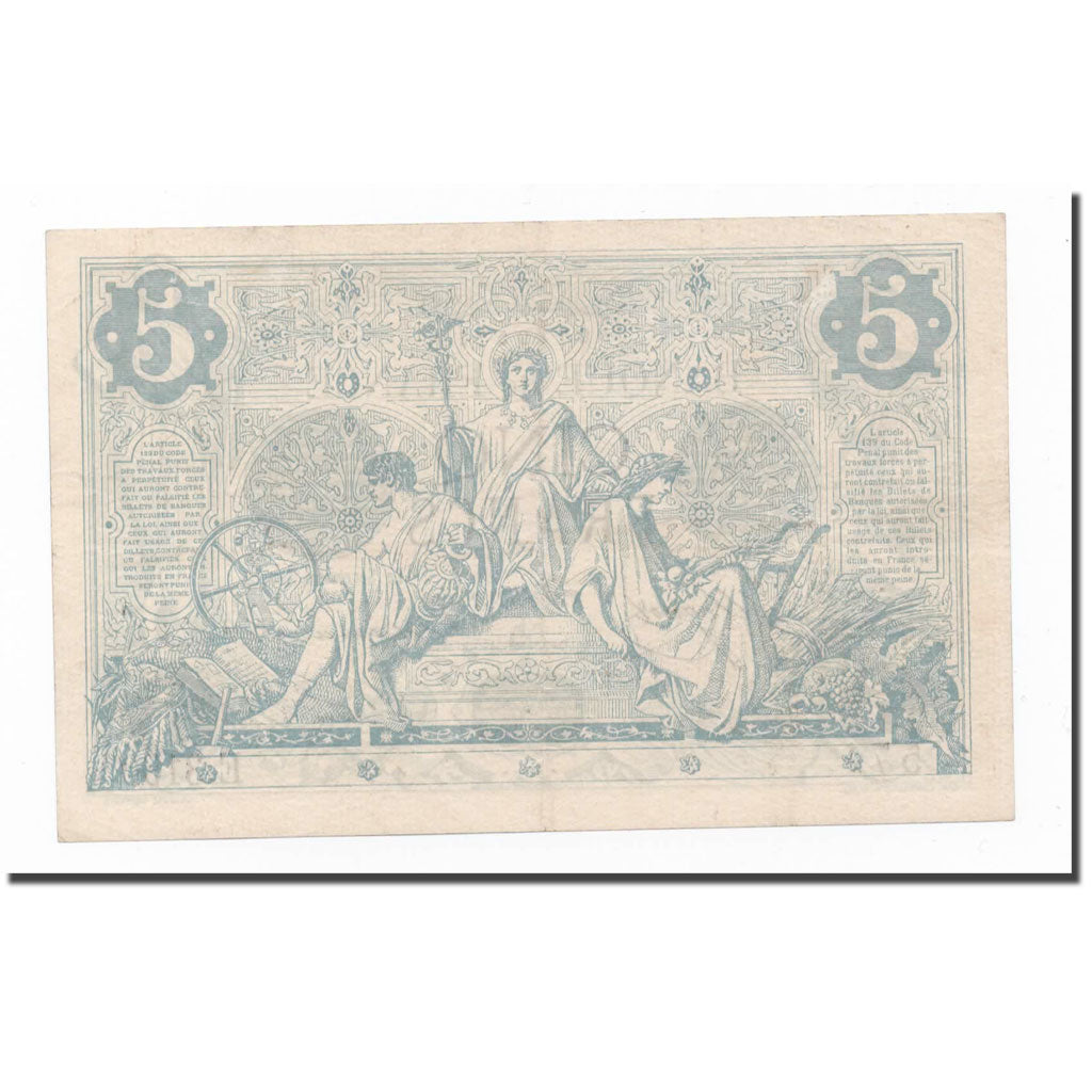 Francia, 5 Francs, Noir, BB+, Fayette:01,23, KM:60