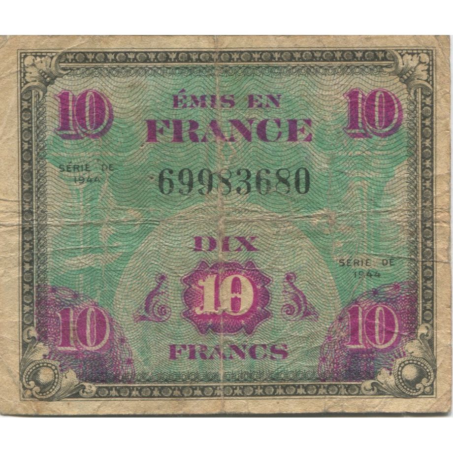 France, 10 Francs, Drapeau/France, 1944, SERIE DE 1944, TB, Fayette:VF18.01