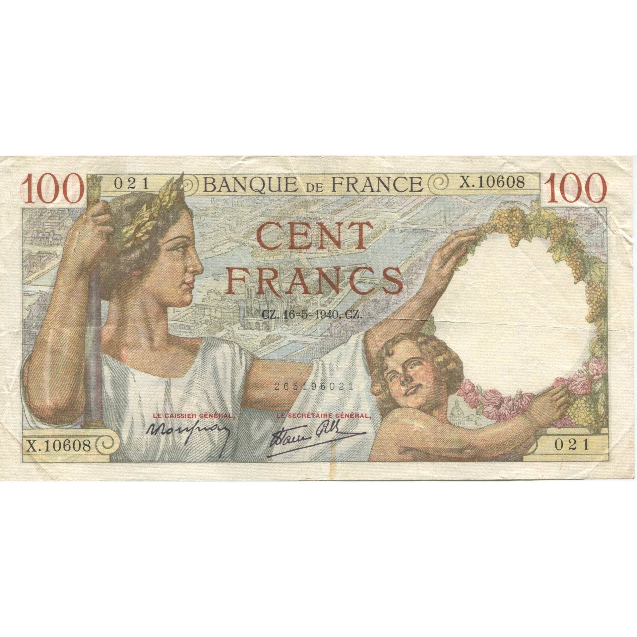 France, 100 Francs, Sully, 1940, 1940-05-16, TTB, Fayette:26.29, KM:94