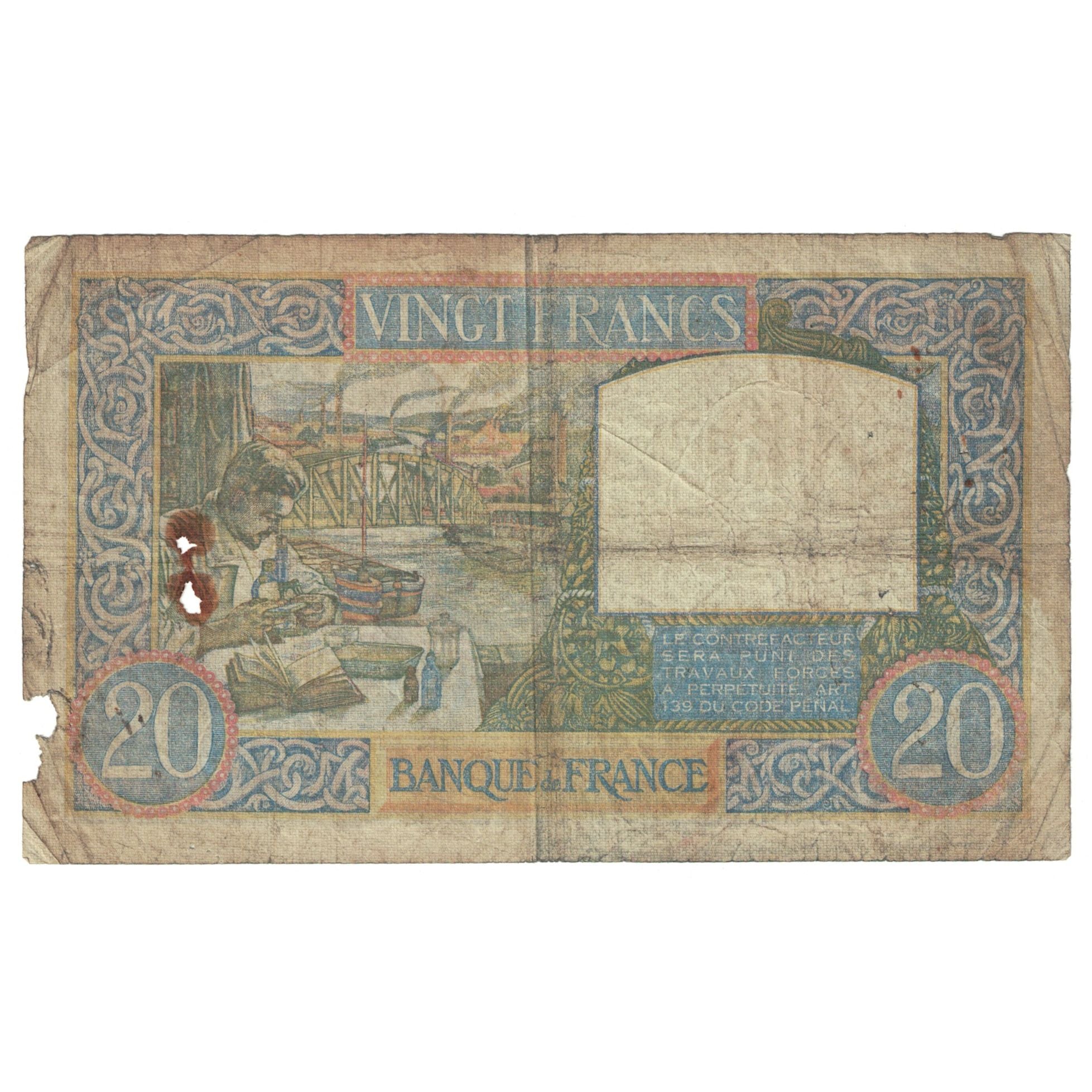 Frankreich, 20 Francs, Science et Travail, 1940, 1940-06-06, SGE, Fayette:12.3