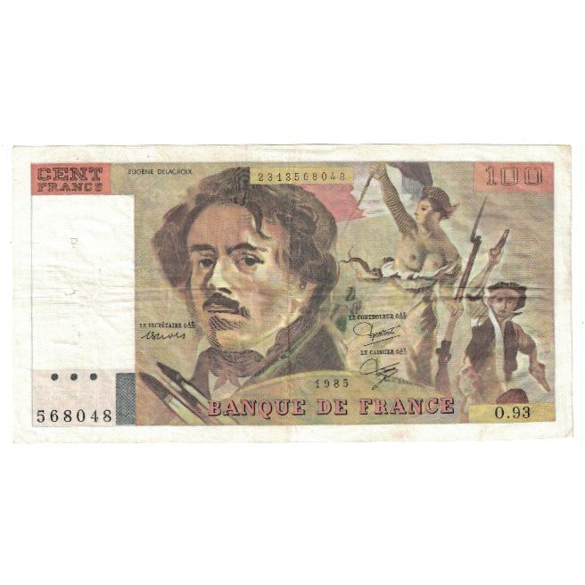 Francja, 100 Francs, Delacroix, 1985, EF(40-45), Fayette:69.09, KM:154b