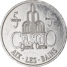 France, Jeton, Casino Aix-les-Bains, 5 Francs, TTB, Cupro-nickel