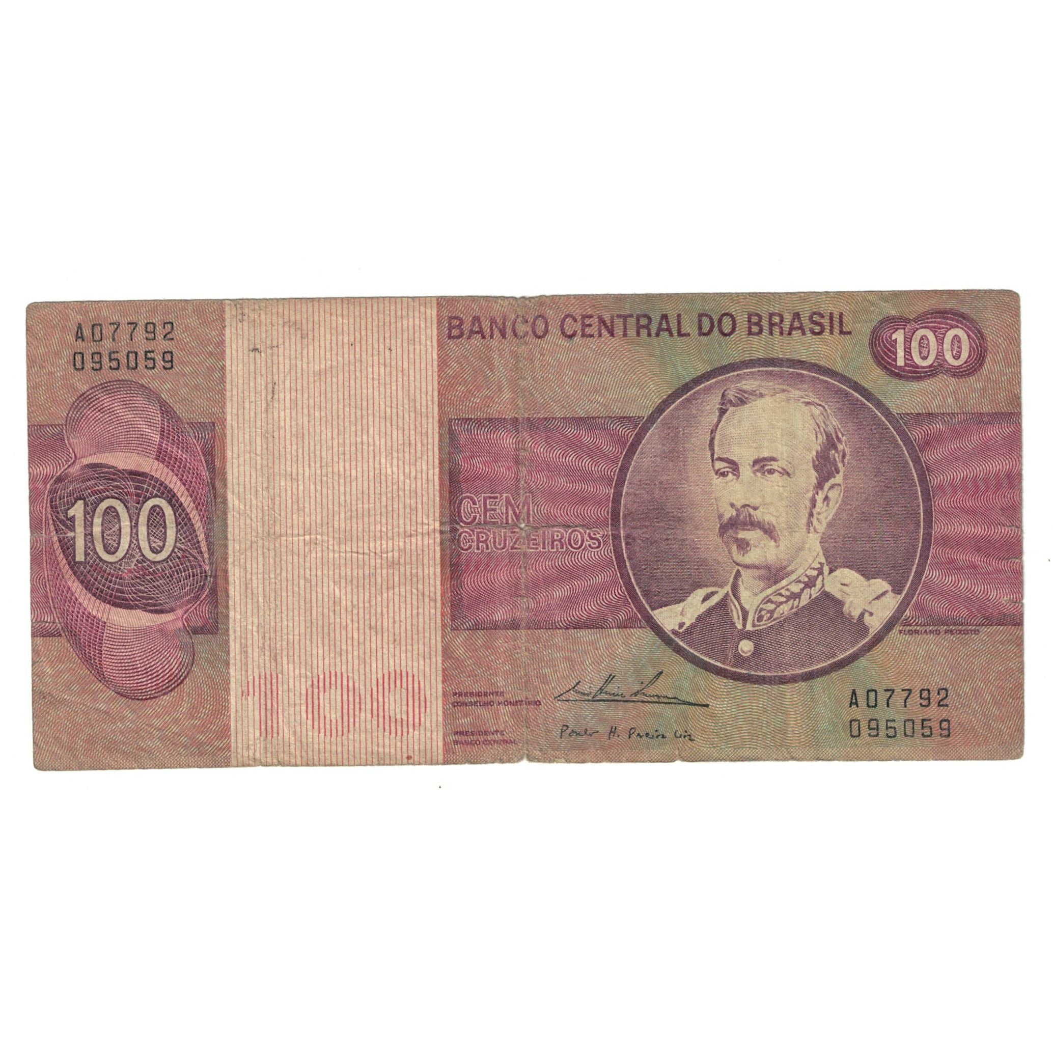 Banknote, Brazil, 100 Cruzeiros, KM:195Aa, VF(20-25)