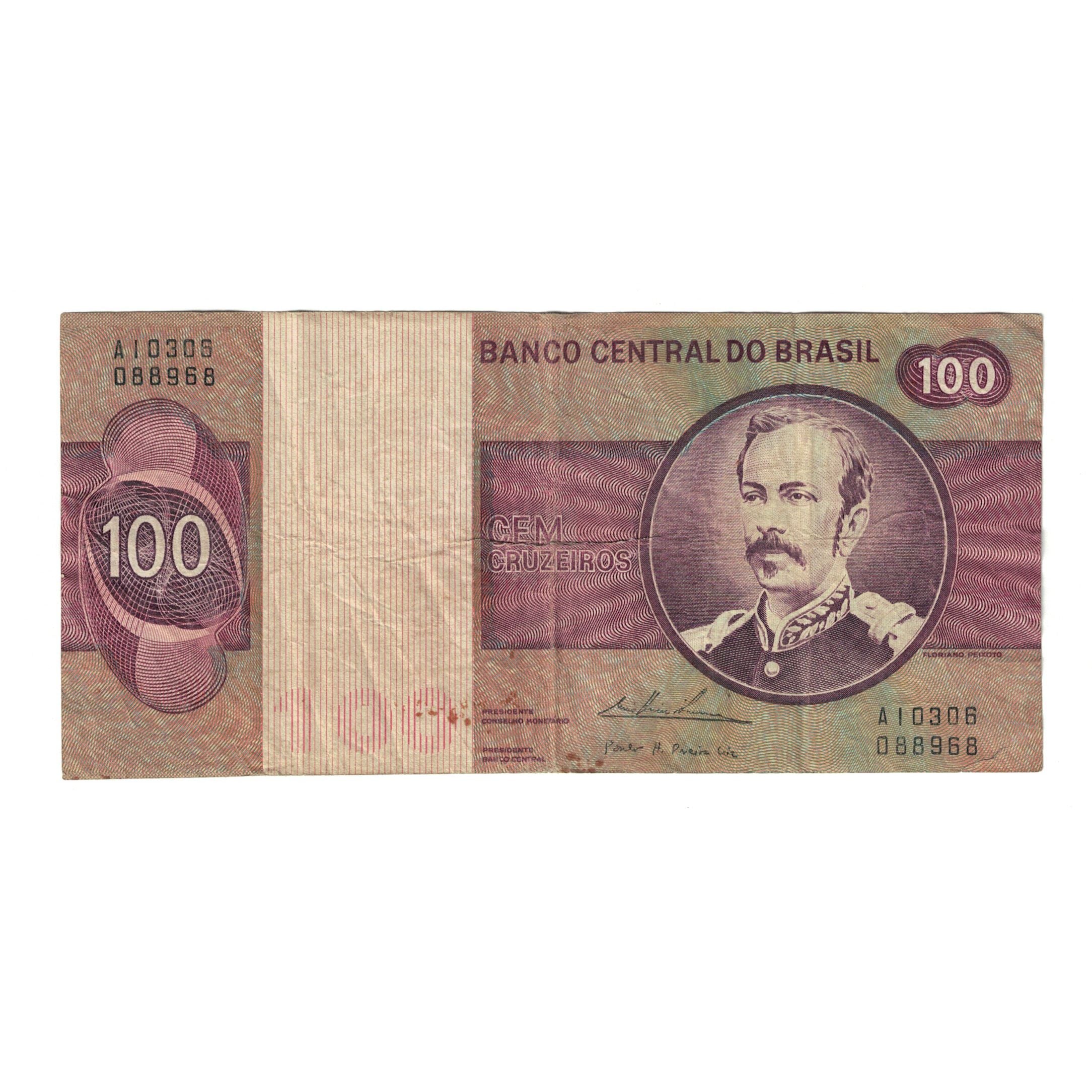 Banknote, Brazil, 100 Cruzeiros, KM:195Aa, VF(20-25)