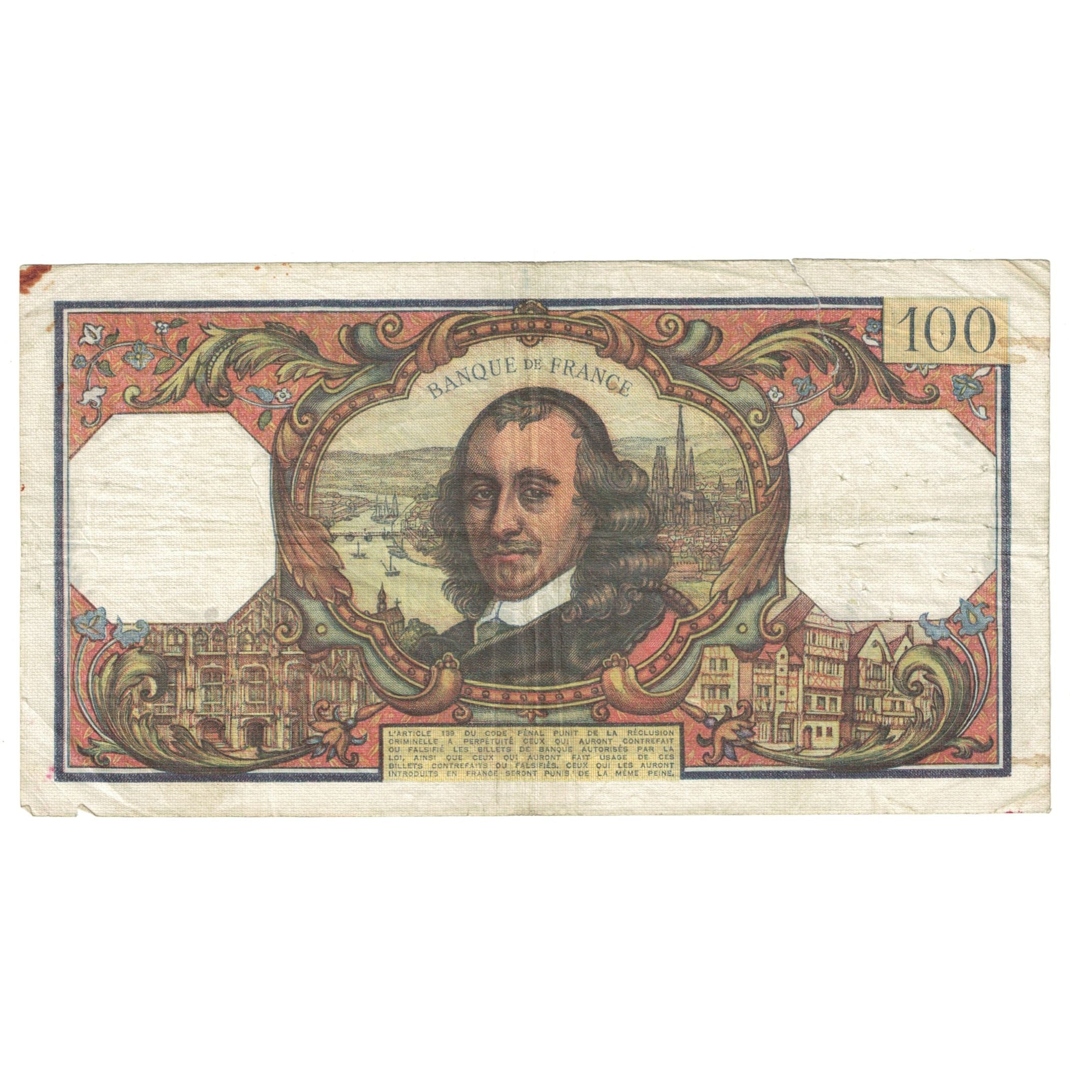 France, 100 Francs, Corneille, 1970, N.464, VF(20-25), Fayette:65.30, KM:149c