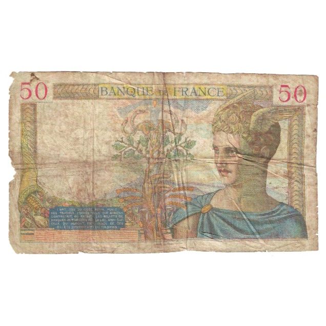 France, 50 Francs, Cérès, 1935, R.805, VG(8-10), Fayette:17.5, KM:81