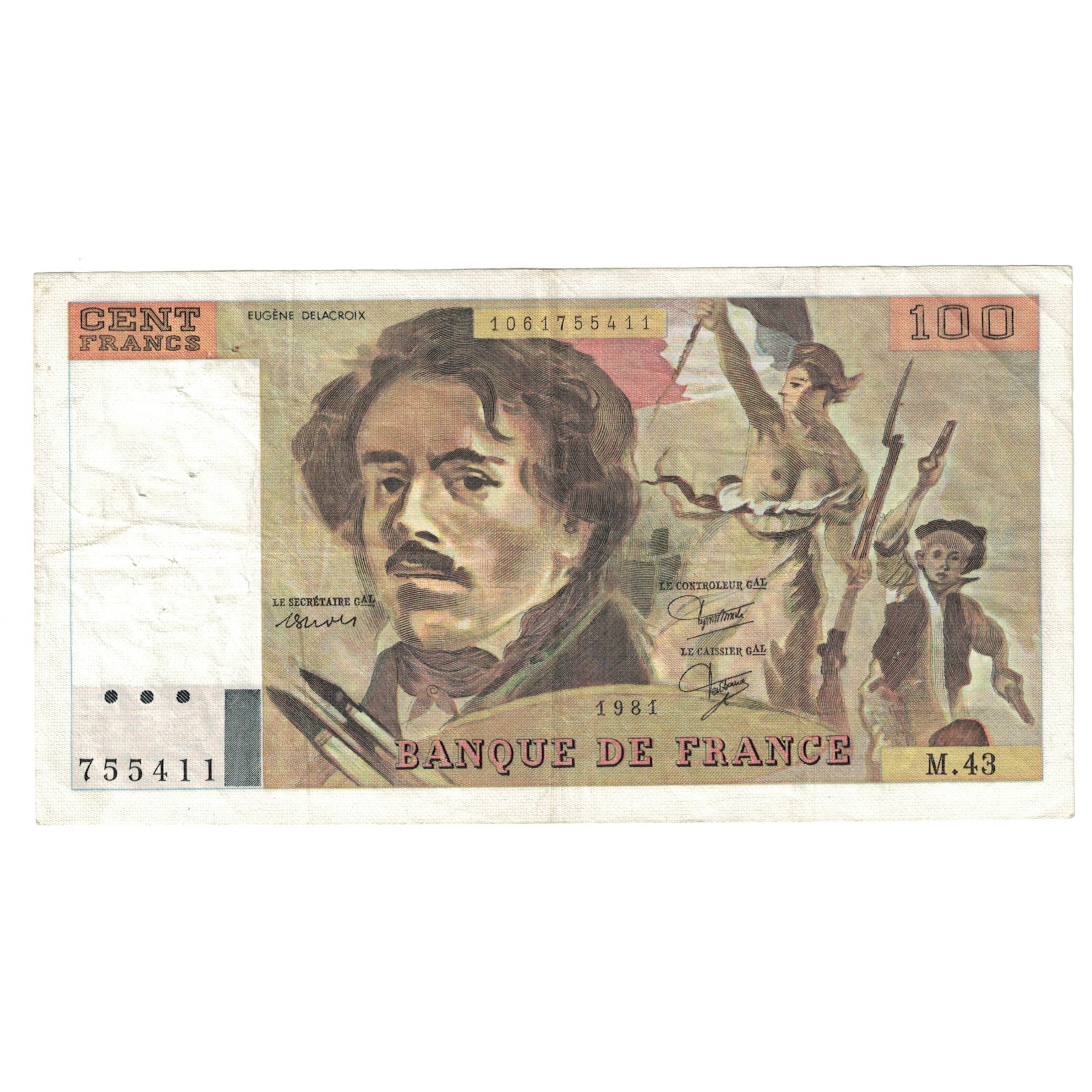 Francja, 100 Francs, Delacroix, 1981, M.43, EF(40-45), Fayette:69.5, KM:154b