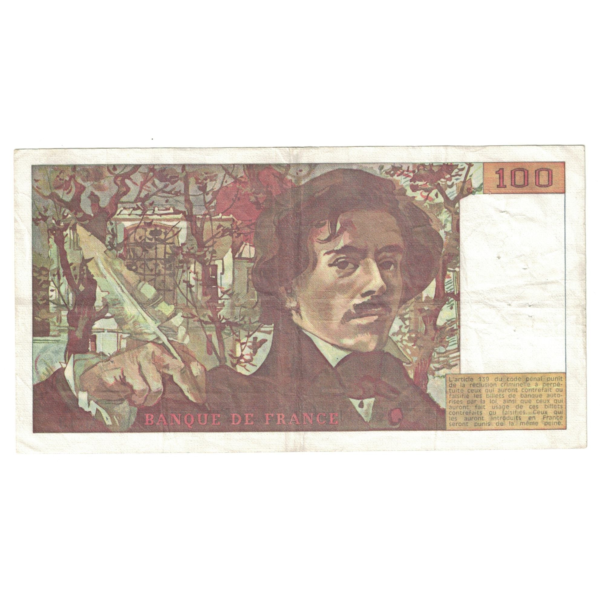Francja, 100 Francs, Delacroix, 1981, M.43, EF(40-45), Fayette:69.5, KM:154b