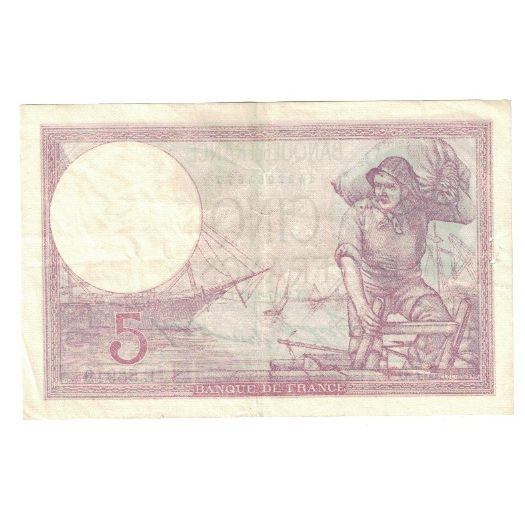 France, 5 Francs, Violet, 1933, E.56919, AU(50-53), Fayette:3.17, KM:72e