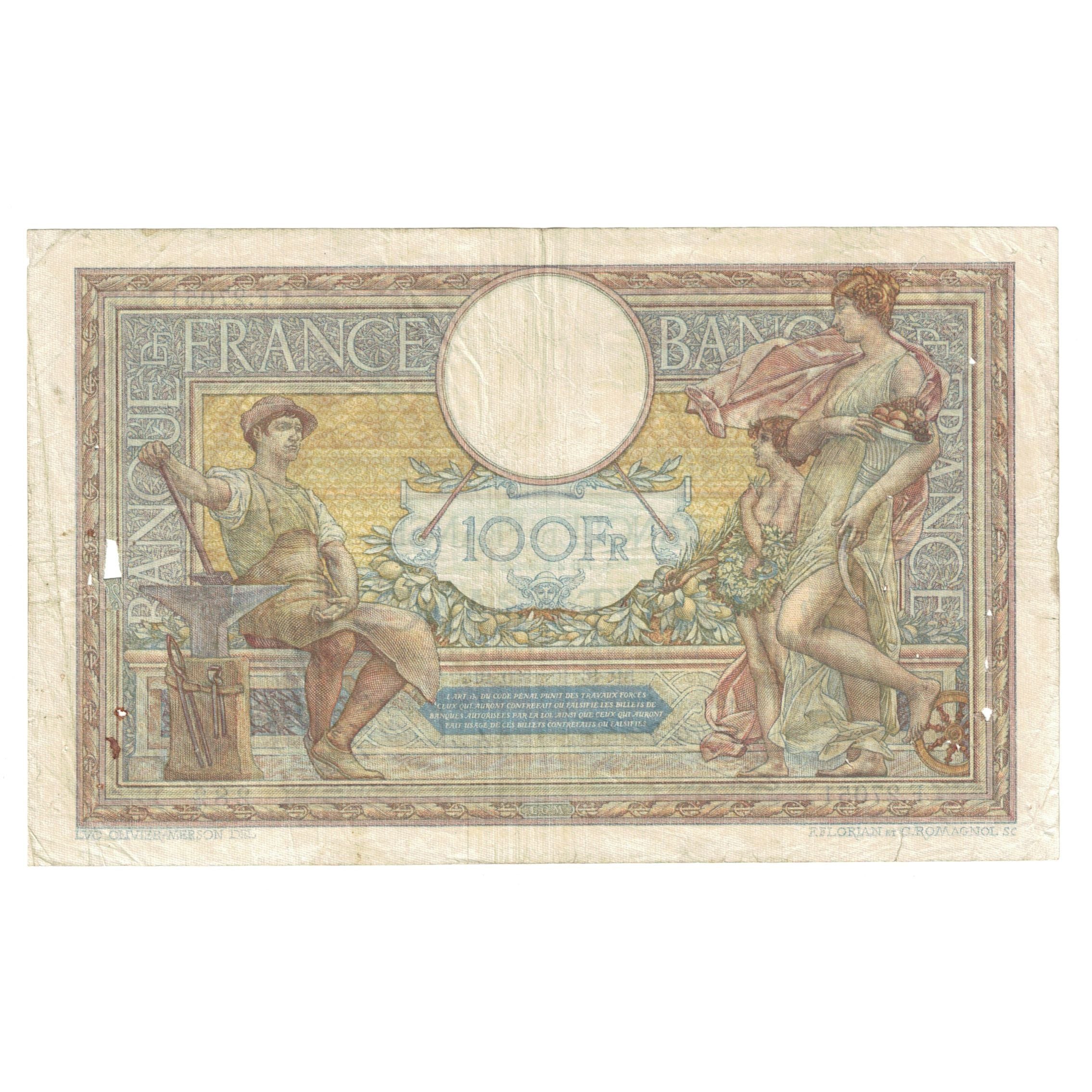 Francia, 100 Francs, Luc Olivier Merson, 1930, F.27051, MB+, Fayette:24.10