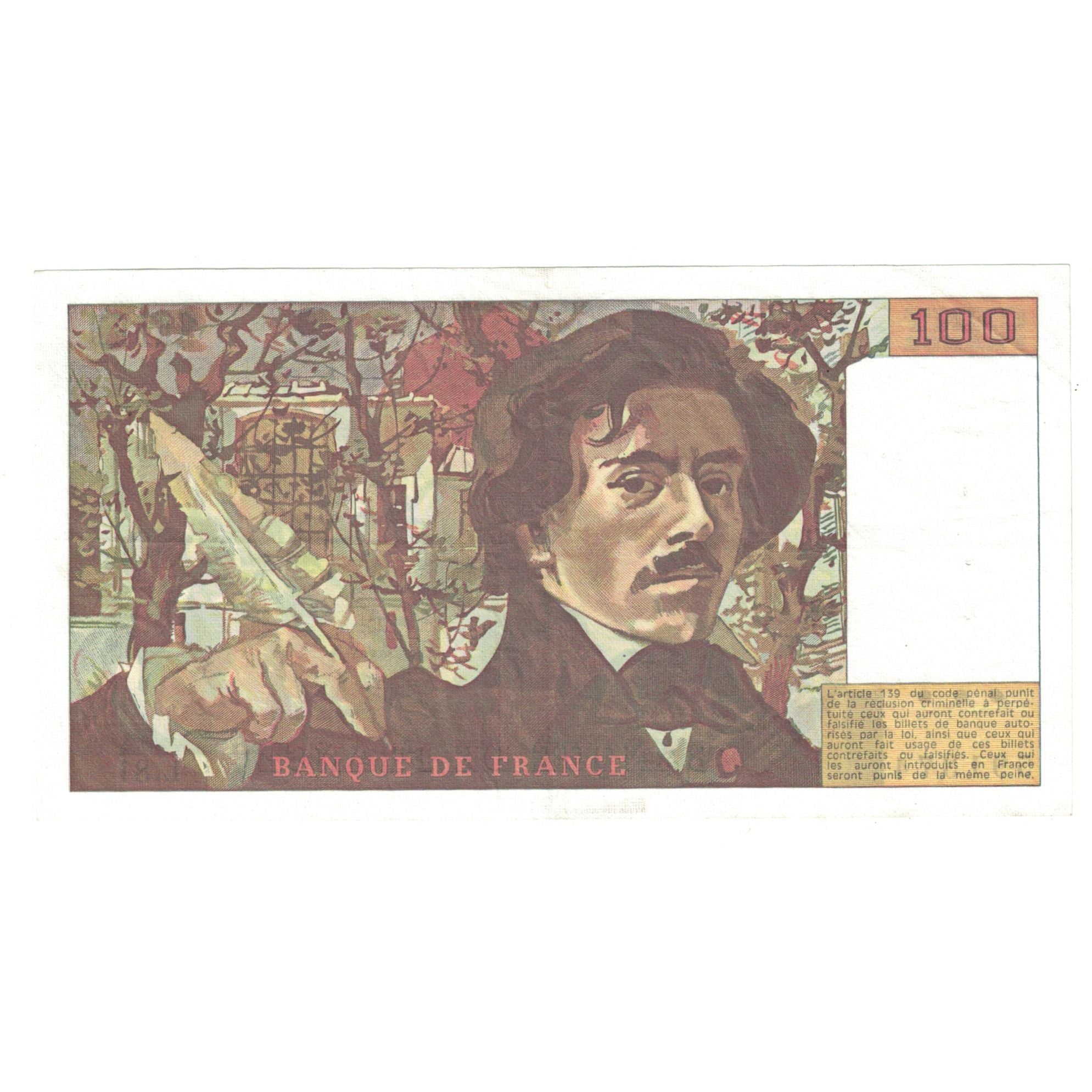 Francja, 100 Francs, Delacroix, 1984, L.81, AU(55-58), Fayette:69.08a, KM:154b