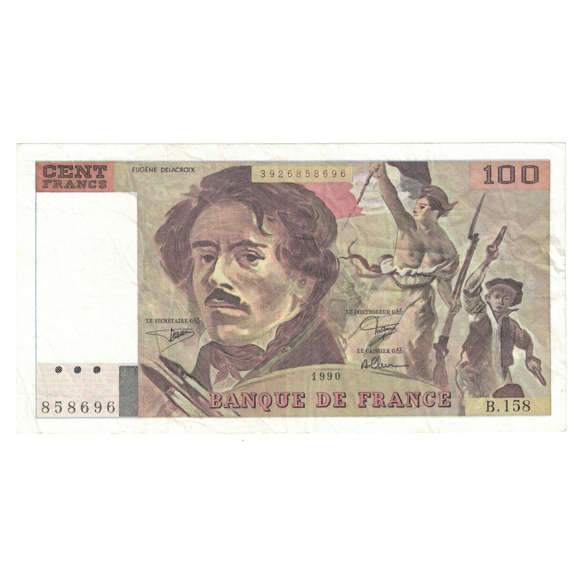 France, 100 Francs, Delacroix, 1990, B.158, SUP, Fayette:69bis.2b, KM:154e