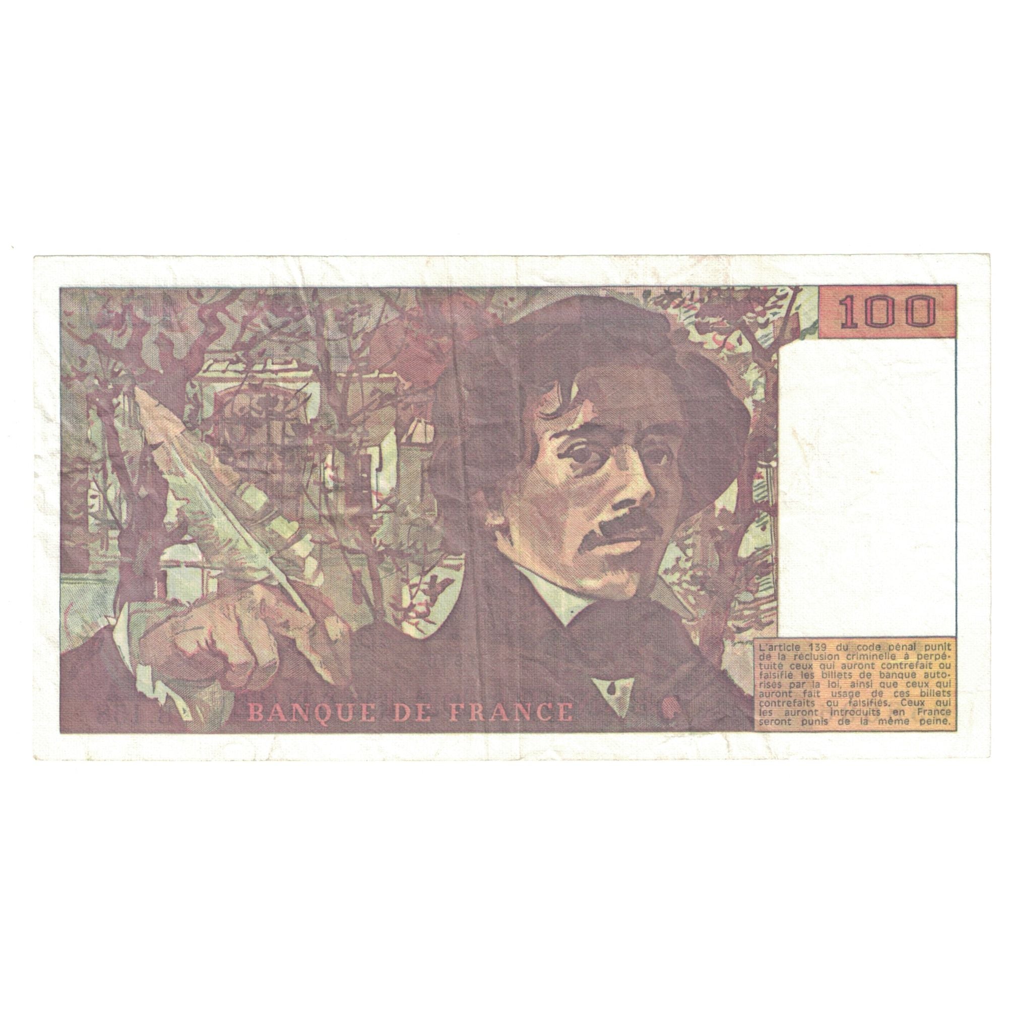 France, 100 Francs, Delacroix, 1990, B.158, SUP, Fayette:69bis.2b, KM:154e