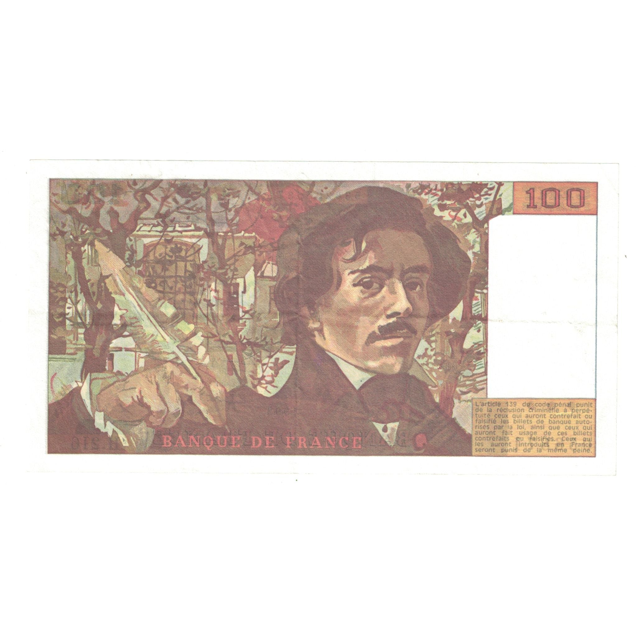 France, 100 Francs, Delacroix, 1993, H.216, AU(55-58), Fayette:69bis.5, KM:154g