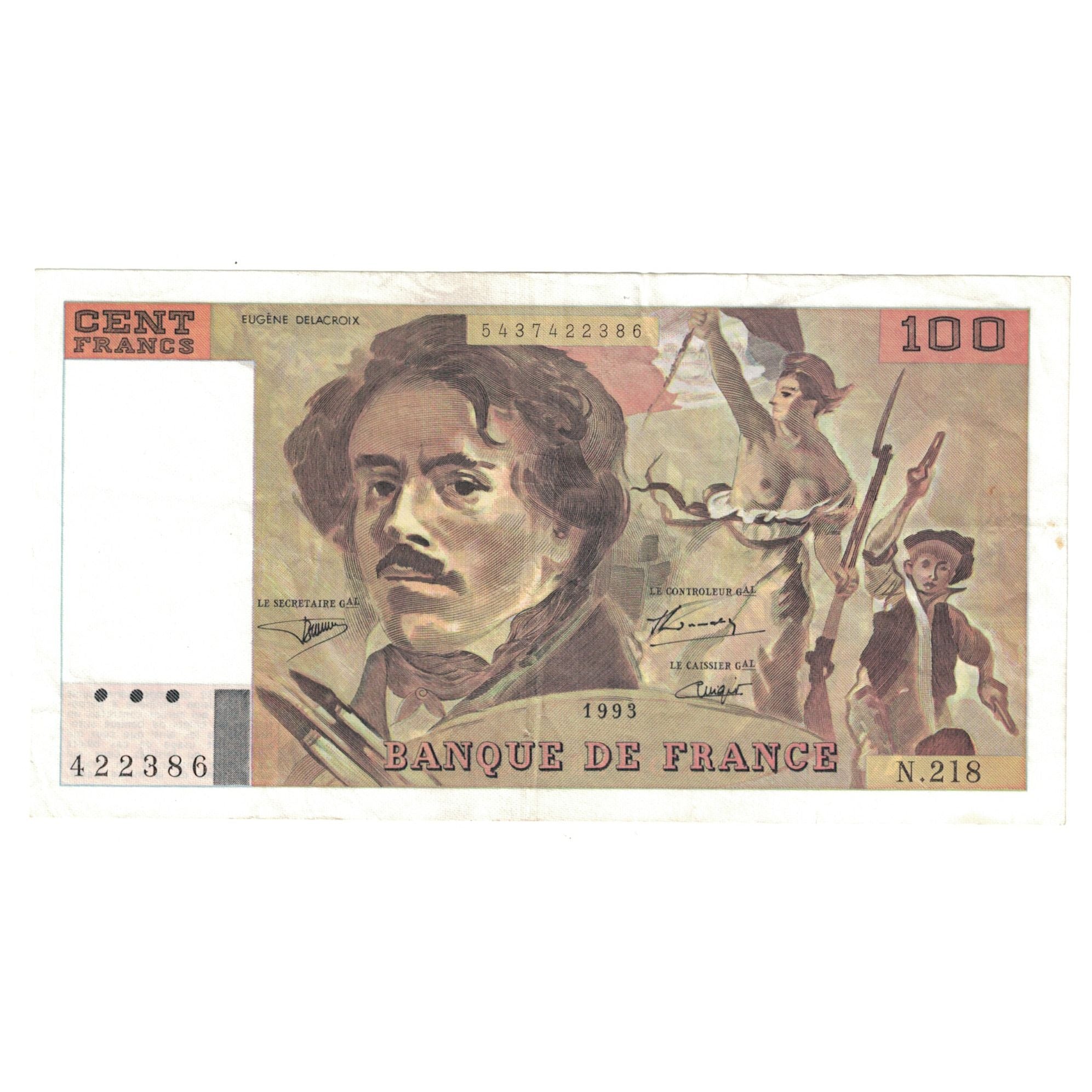 Frankreich, 100 Francs, Delacroix, 1993, N.218, VZ, Fayette:69bis.5, KM:154g