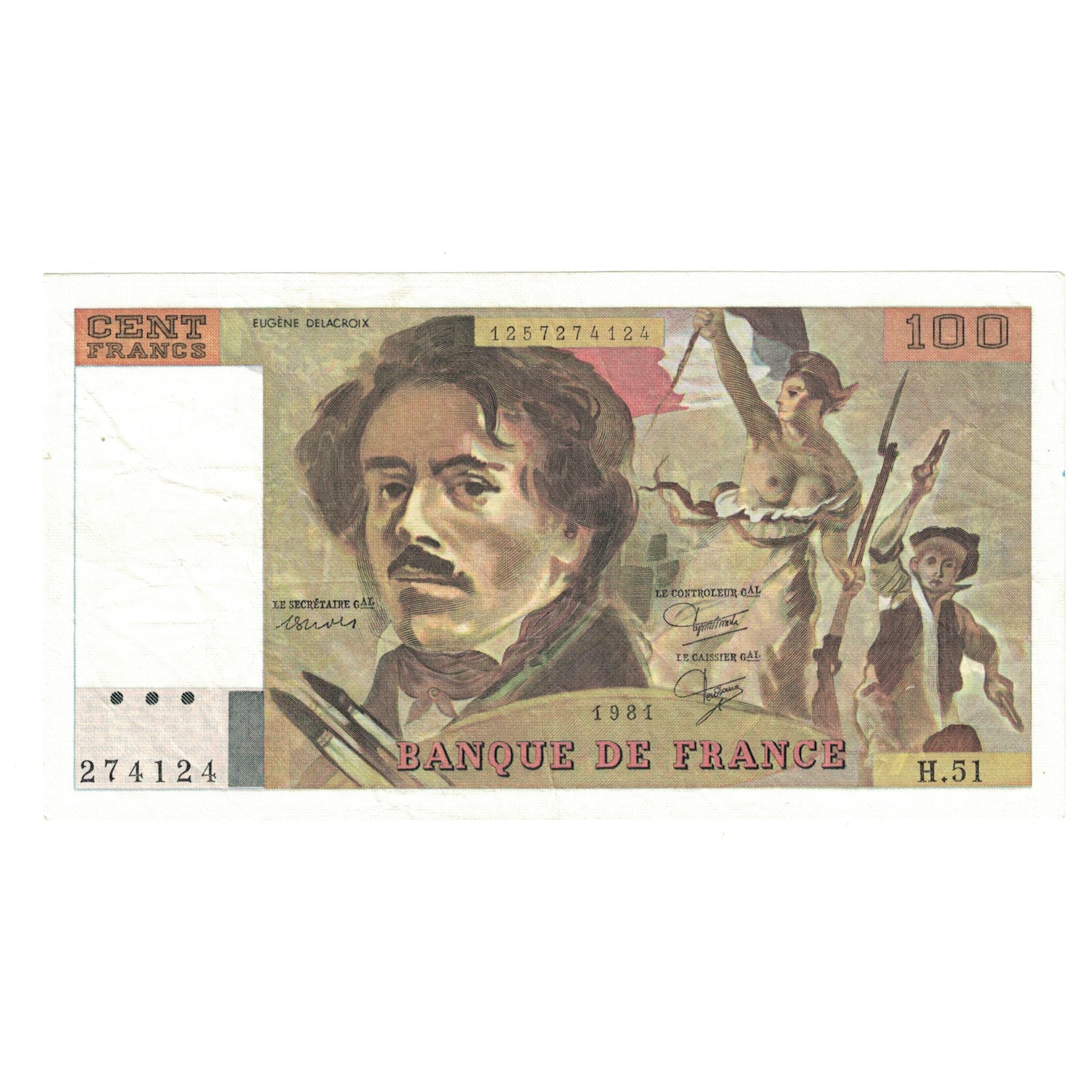 Francia, 100 Francs, Delacroix, 1981, H.51, EBC, Fayette:69.5, KM:154b