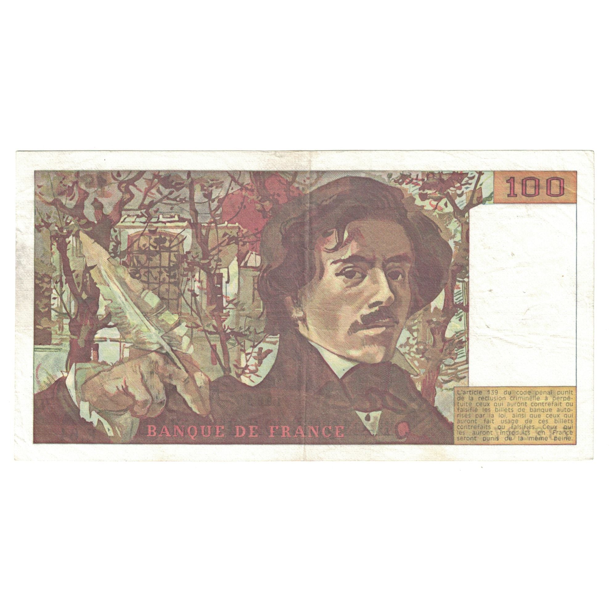 Francja, 100 Francs, Delacroix, 1983, E.64, AU(55-58), Fayette:69.07, KM:154b