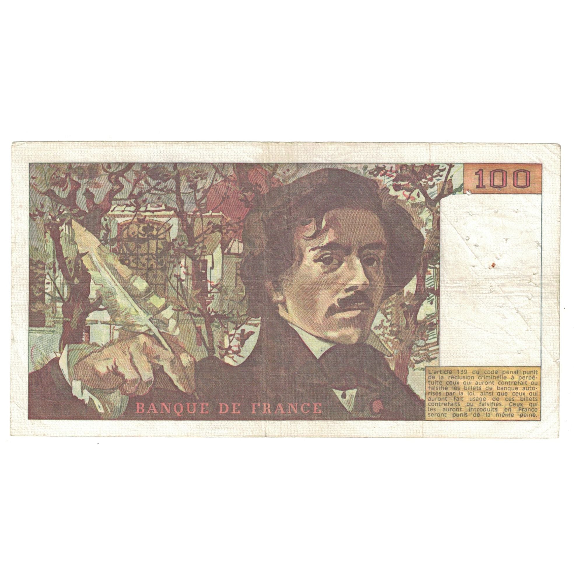 France, 100 Francs, Delacroix, 1980, G.35, TTB+, Fayette:69.4b, KM:154b
